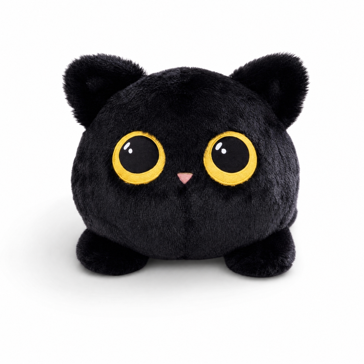 Peluche Chat Noir Kawaii aux Grands Yeux Dorés