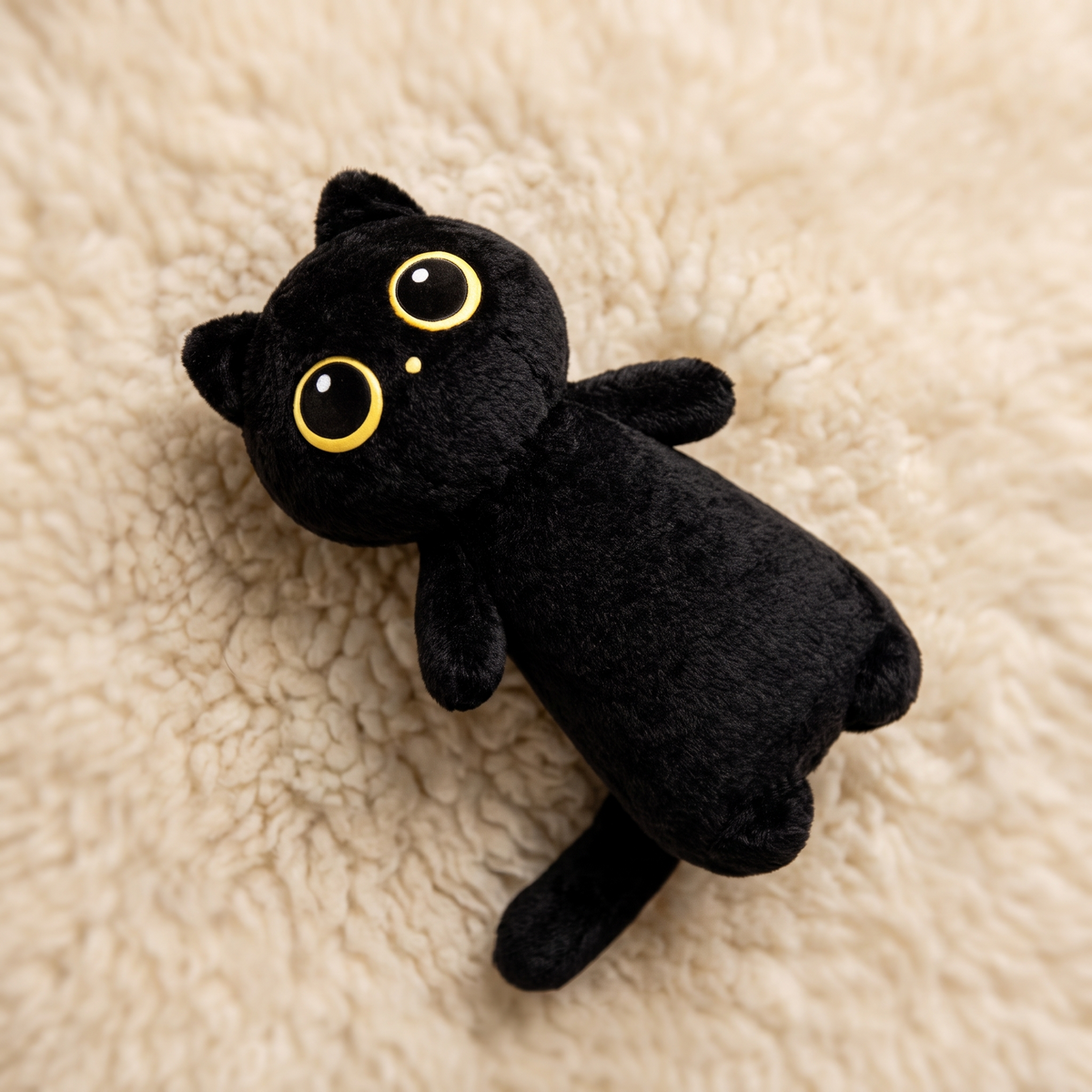 Peluche Chat Noir Kawaii aux Grands Yeux