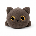 Peluche Chat Noir Couché aux Grands Yeux