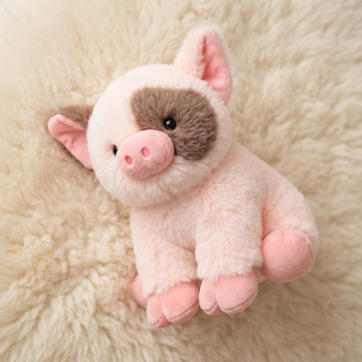 Peluche Cochon Rose avec Tache Marron